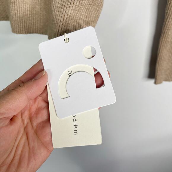 New Commense XSmall Light Khaki Brown Clouds Ribbed V Neck Sweater Pullover Knit - Picture 6 of 11